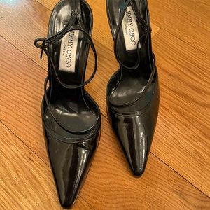 Jimmy Choo Black Leather Sling-back Pumps